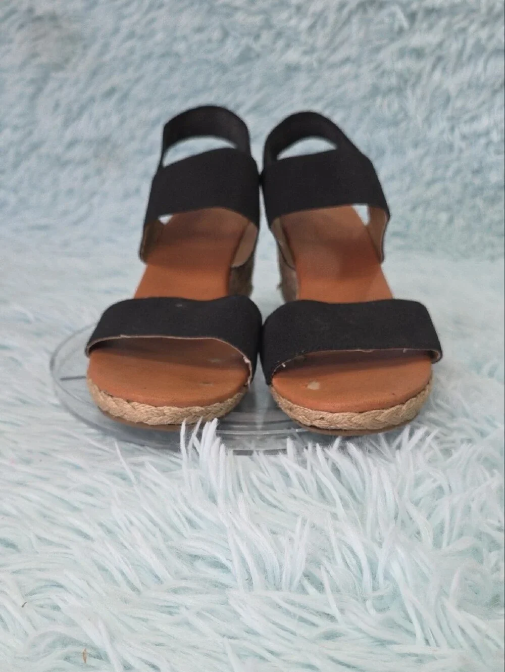 Tommy Bahama Sakura‎ Black Elastic Espadrille Wedge Sandals Size 8.5